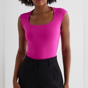 Express Neon Berry, High Compression, Scoop Neck, Cap Sleeve Bodysuit!